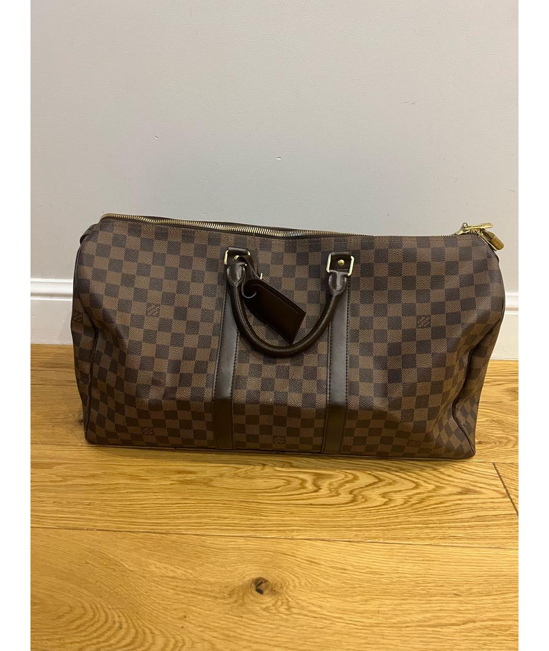 LOUIS VUITTON Коричневая льняная дорожная/спортивная сумка, фото 9