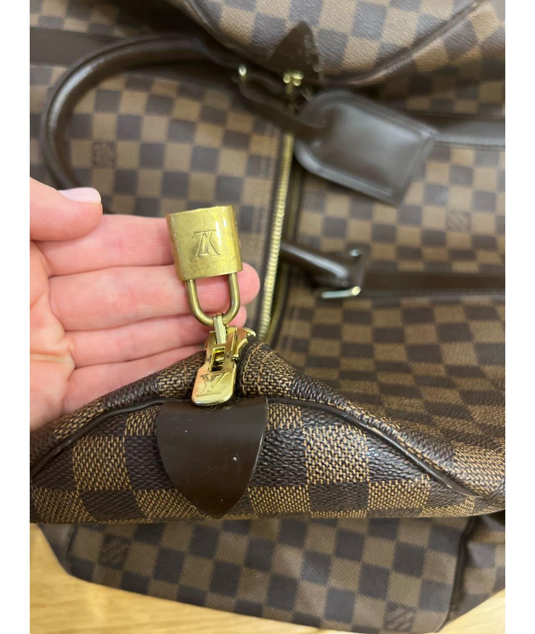 LOUIS VUITTON Коричневая льняная дорожная/спортивная сумка, фото 7