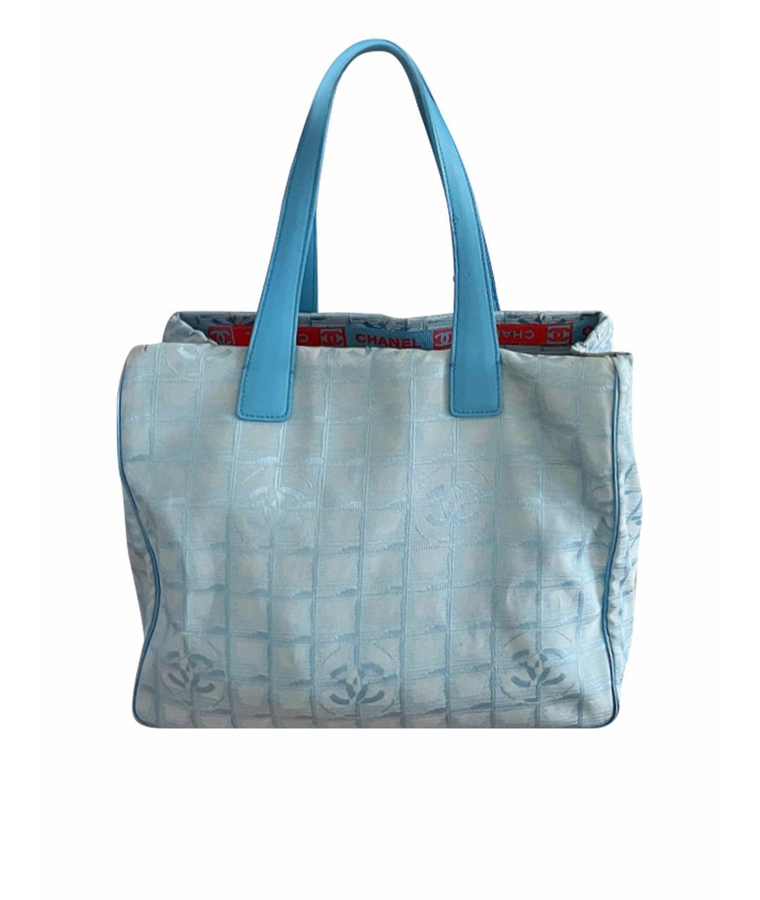 CHANEL PRE-OWNED Голубая тканевая сумка тоут, фото 1