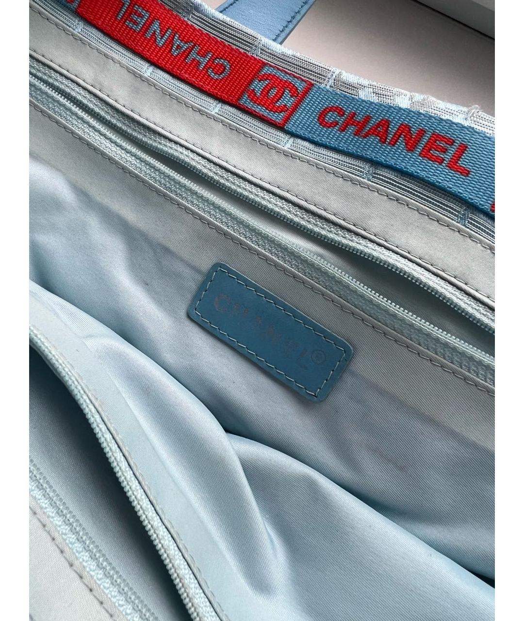 CHANEL PRE-OWNED Голубая тканевая сумка тоут, фото 6