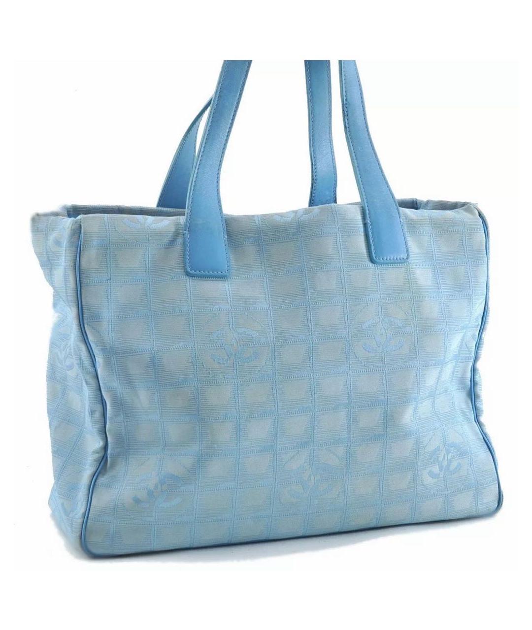 CHANEL PRE-OWNED Голубая тканевая сумка тоут, фото 2