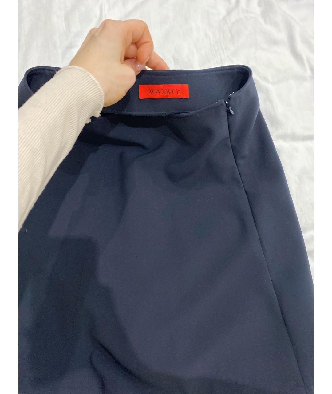 MAX&CO Темно-синяя полиэстеровая юбка мини, фото 3