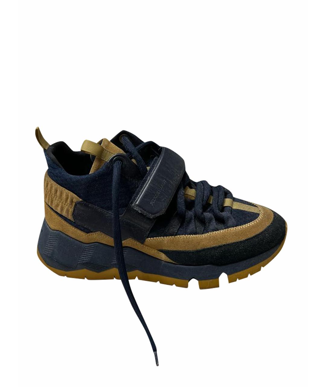 PIERRE HARDY Темно-синие замшевые низкие кроссовки / кеды, фото 1