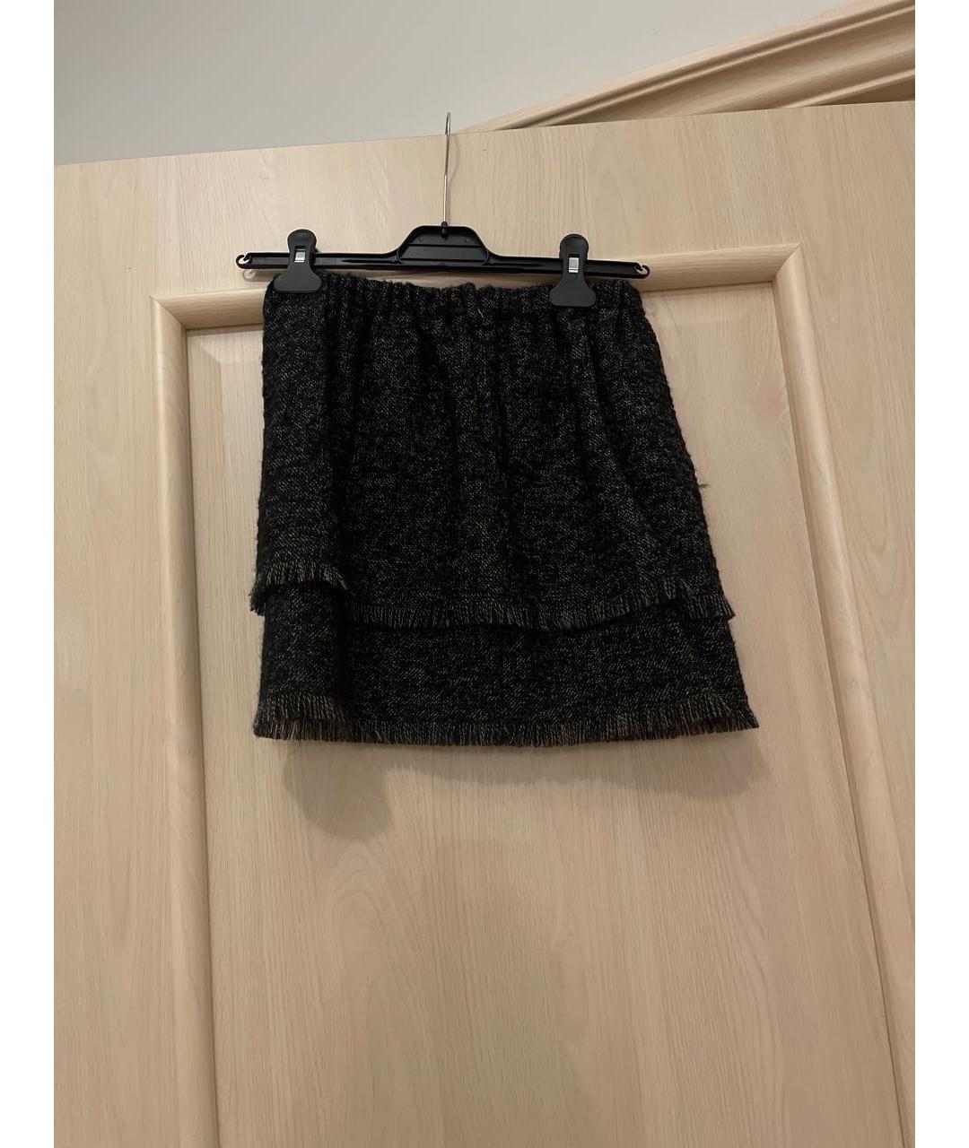 DOLCE&GABBANA Черная шерстяная юбка мини, фото 2