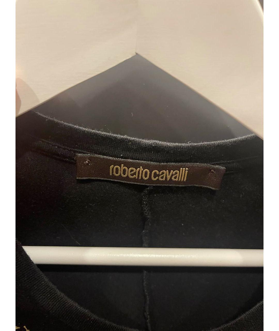 ROBERTO CAVALLI Черная хлопко-эластановая футболка, фото 3