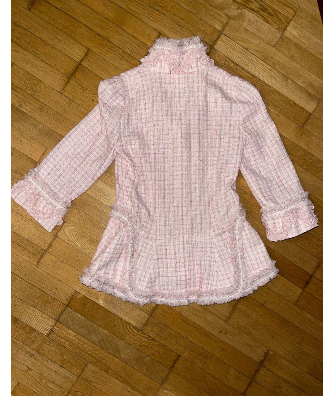 CHANEL Розовый твидовый жакет/пиджак, фото 2