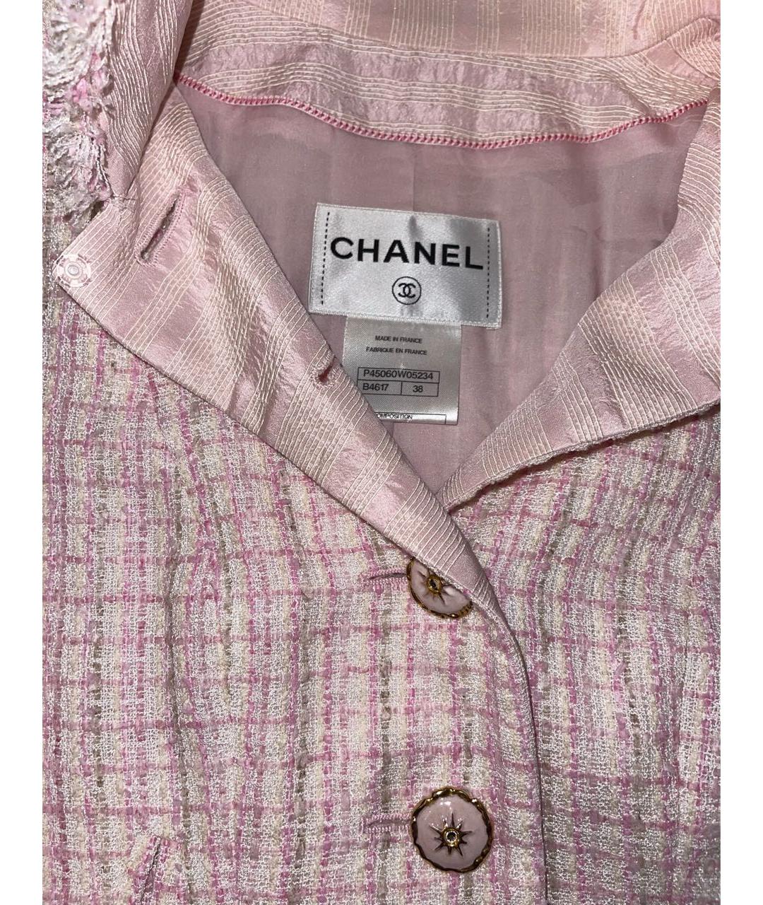 CHANEL Розовый твидовый жакет/пиджак, фото 3