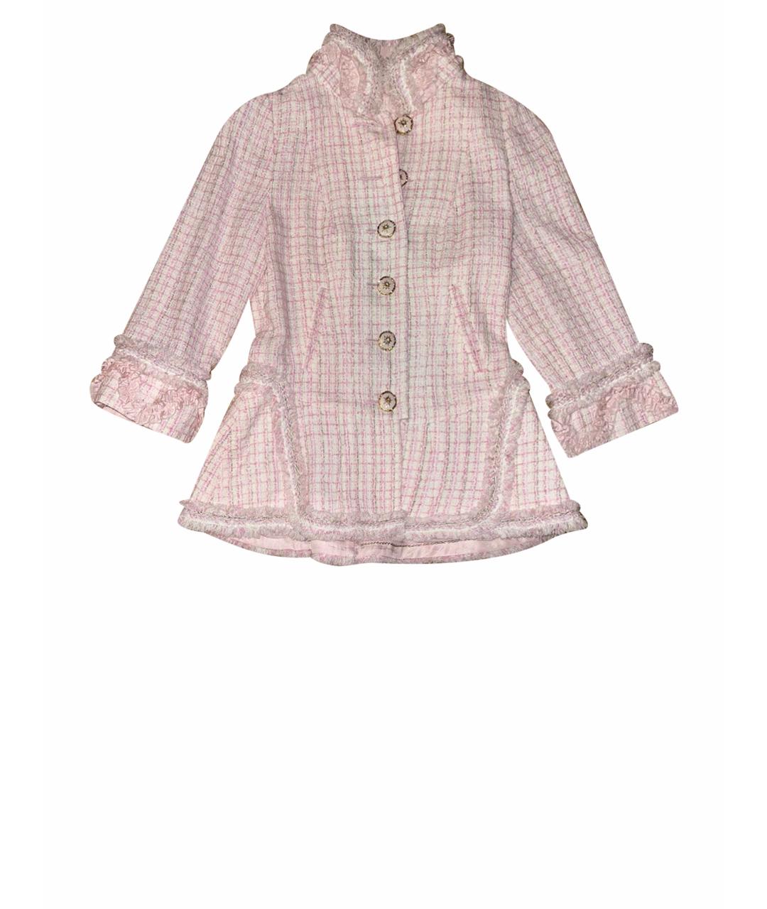 CHANEL Розовый твидовый жакет/пиджак, фото 1