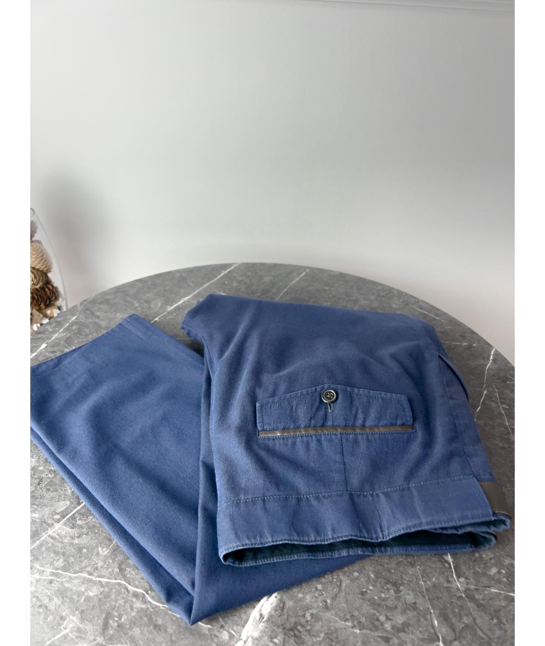 HERMES Синие хлопковые брюки чинос, фото 5