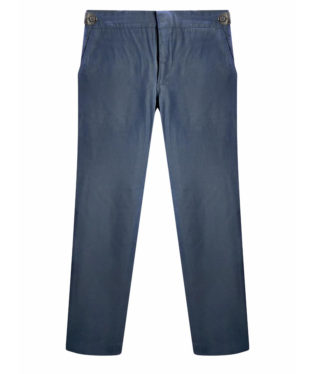 HERMES Синие хлопковые брюки чинос, фото 1
