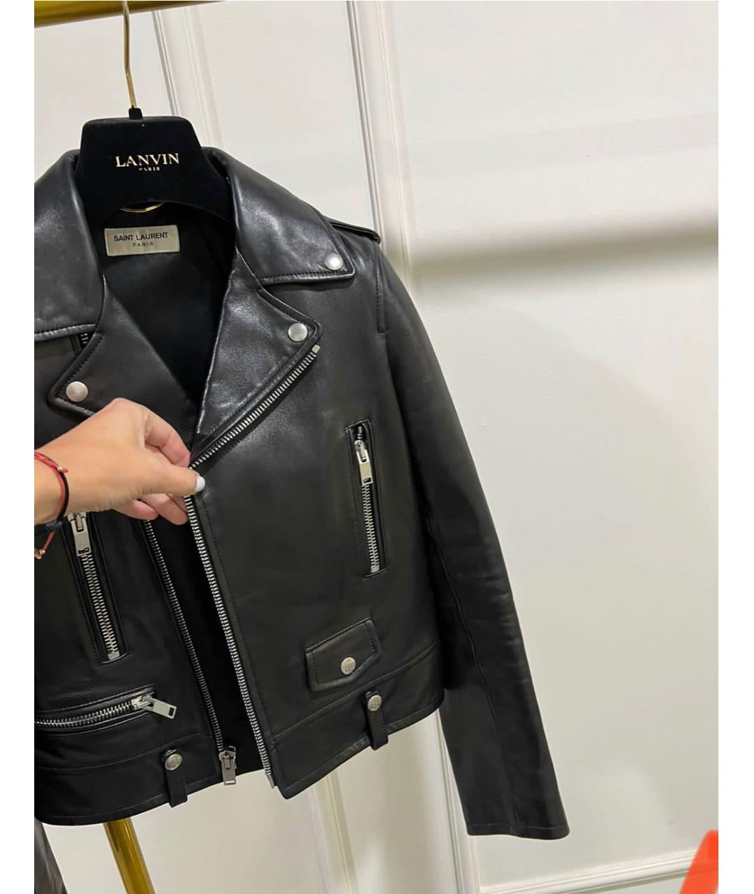 SAINT LAURENT Черная кожаная куртка, фото 4