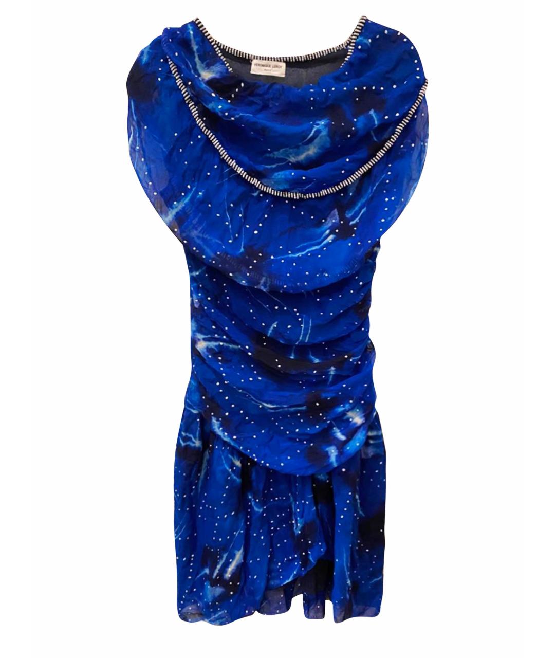 VERONIQUE LEROY Синее шелковое платье, фото 1