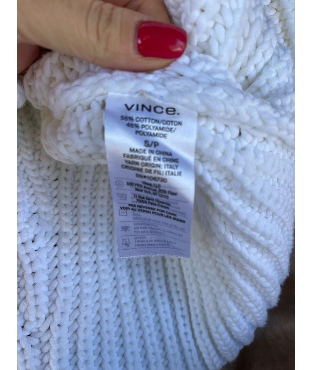 VINCE Белый хлопковый джемпер / свитер, фото 7