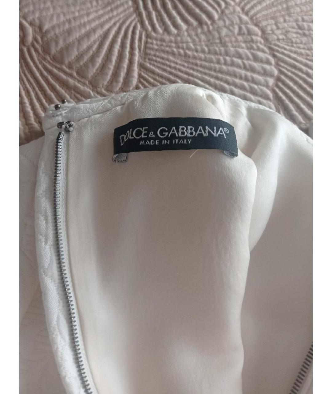 DOLCE&GABBANA Белое хлопковое коктейльное платье, фото 3