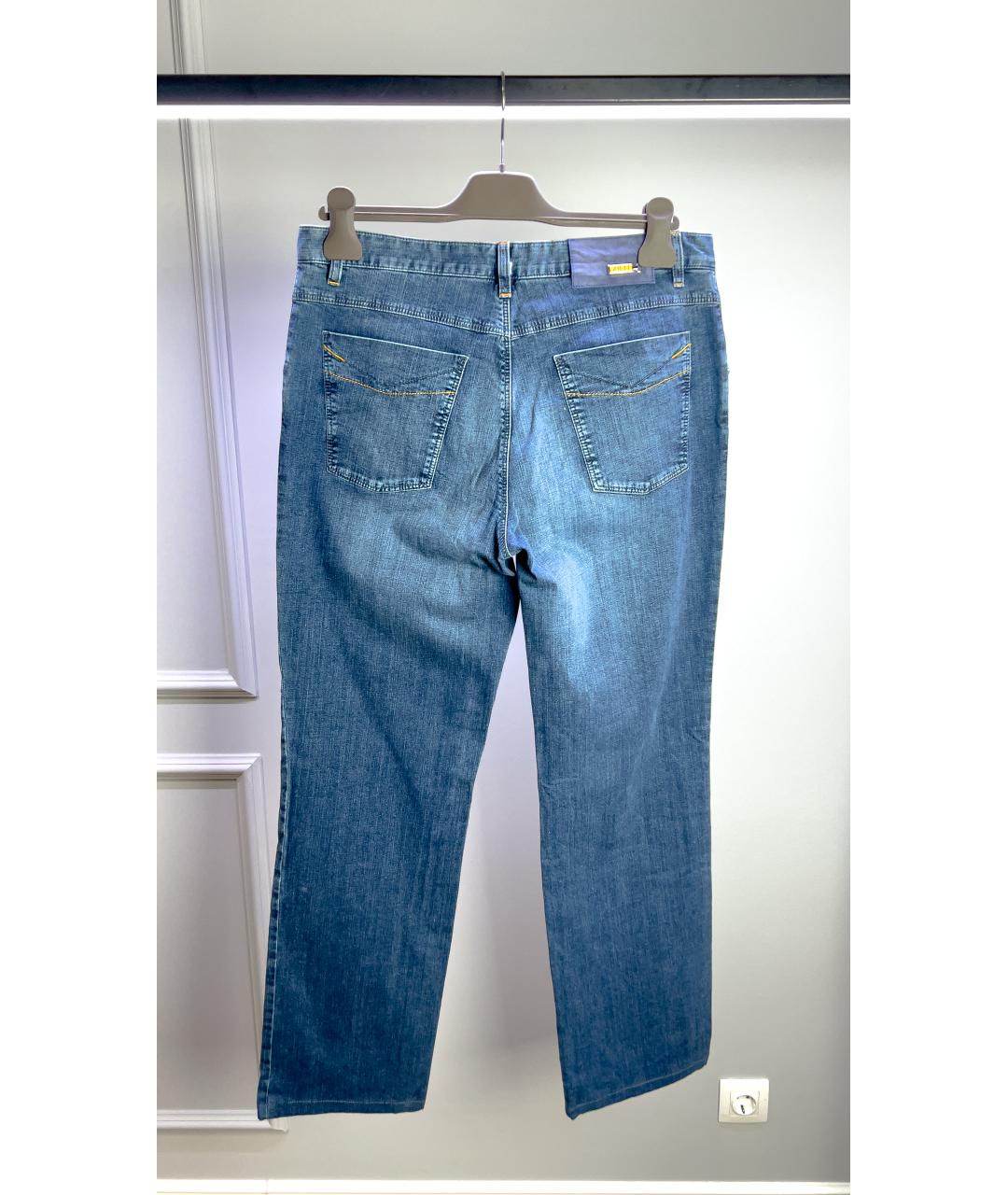 ZILLI Синие хлопковые прямые джинсы, фото 5