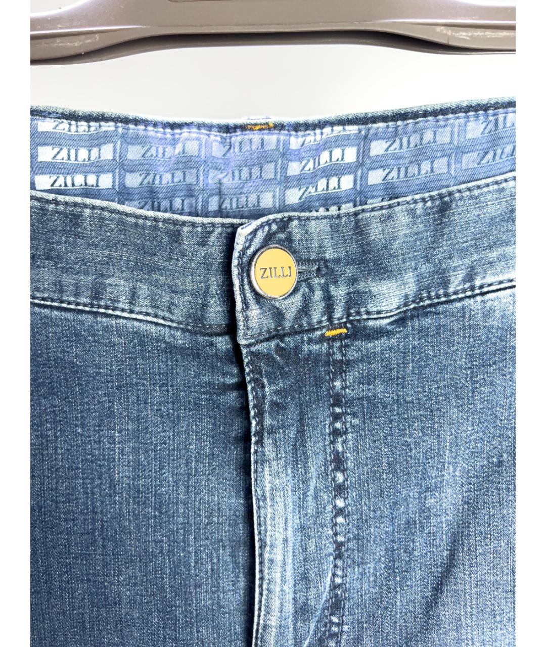 ZILLI Синие хлопковые прямые джинсы, фото 2
