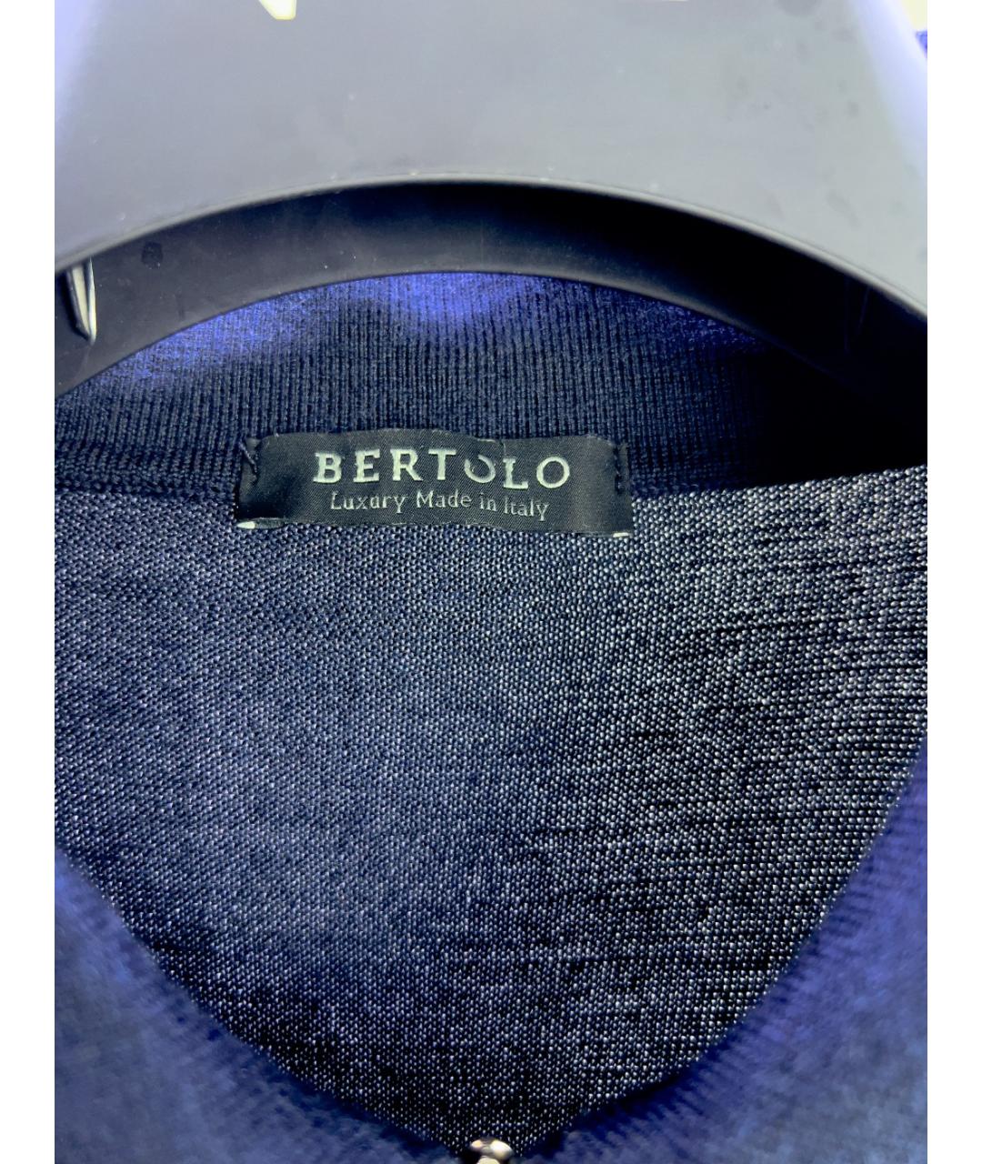 BERTOLO LUXURY MENSWEAR Темно-синее поло с длинным рукавом, фото 2