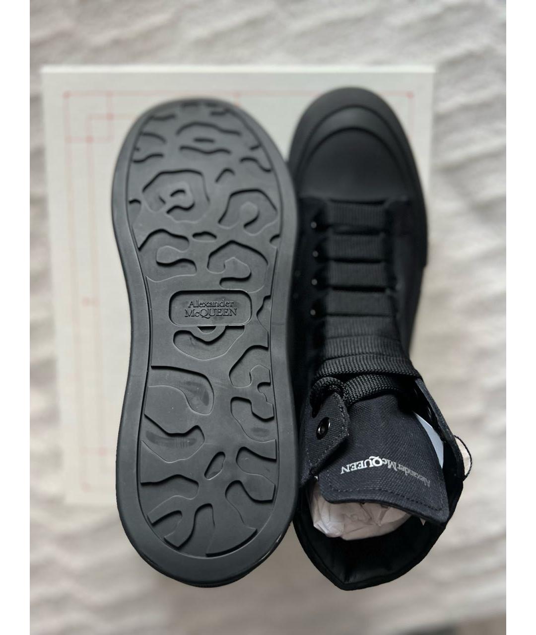 ALEXANDER MCQUEEN Черные текстильные высокие кроссовки / кеды, фото 3