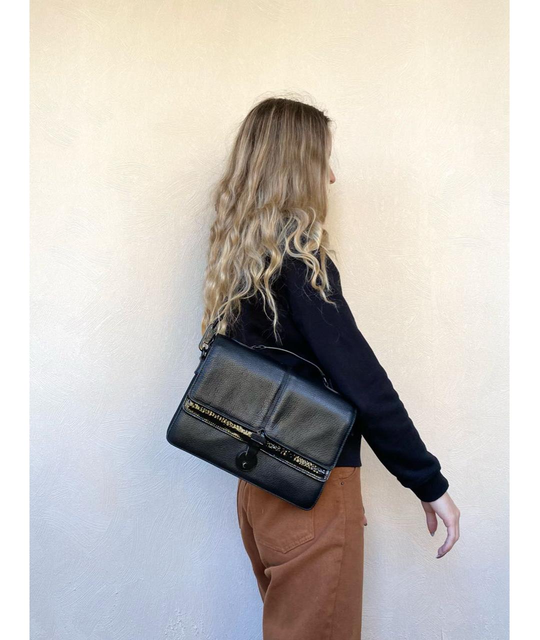 KENZO Черная кожаная сумка с короткими ручками, фото 7