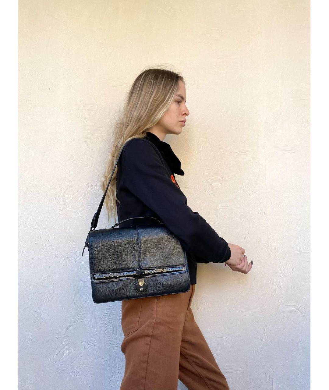 KENZO Черная кожаная сумка с короткими ручками, фото 8