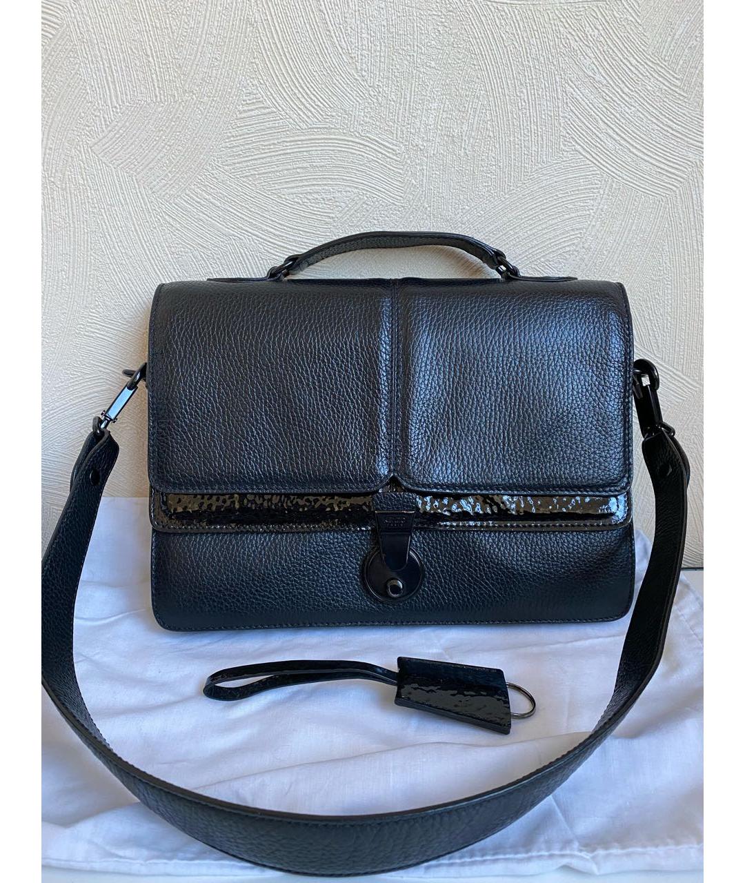 KENZO Черная кожаная сумка с короткими ручками, фото 9