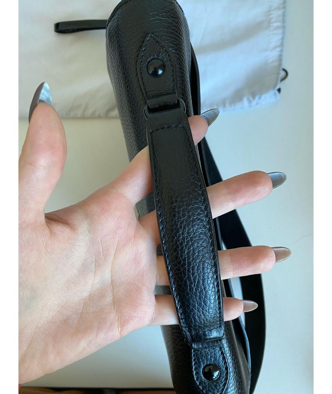 KENZO Черная кожаная сумка с короткими ручками, фото 6