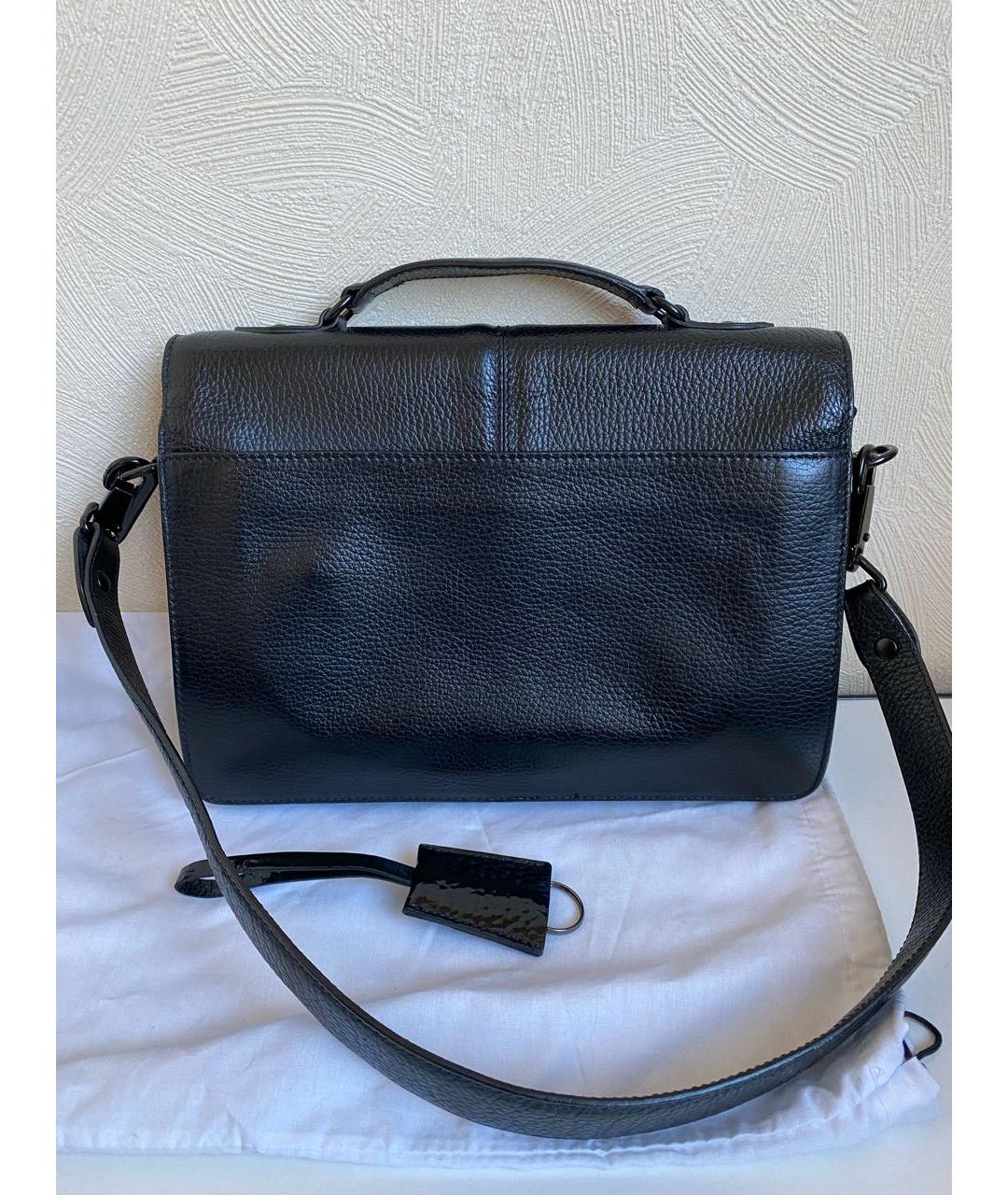 KENZO Черная кожаная сумка с короткими ручками, фото 3