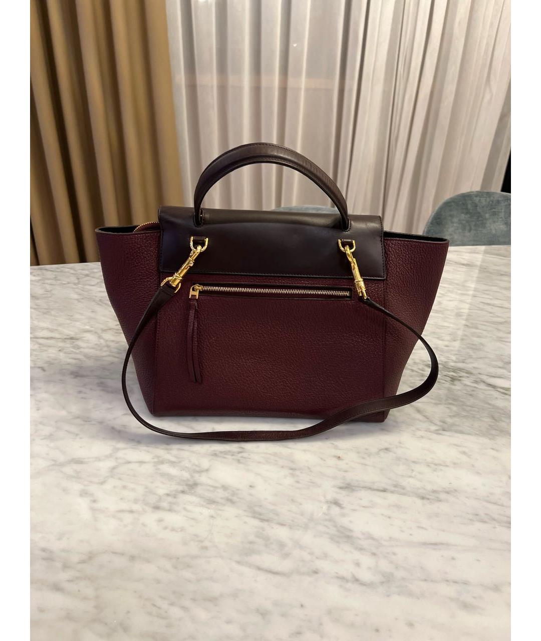 CELINE Бордовая кожаная сумка тоут, фото 3