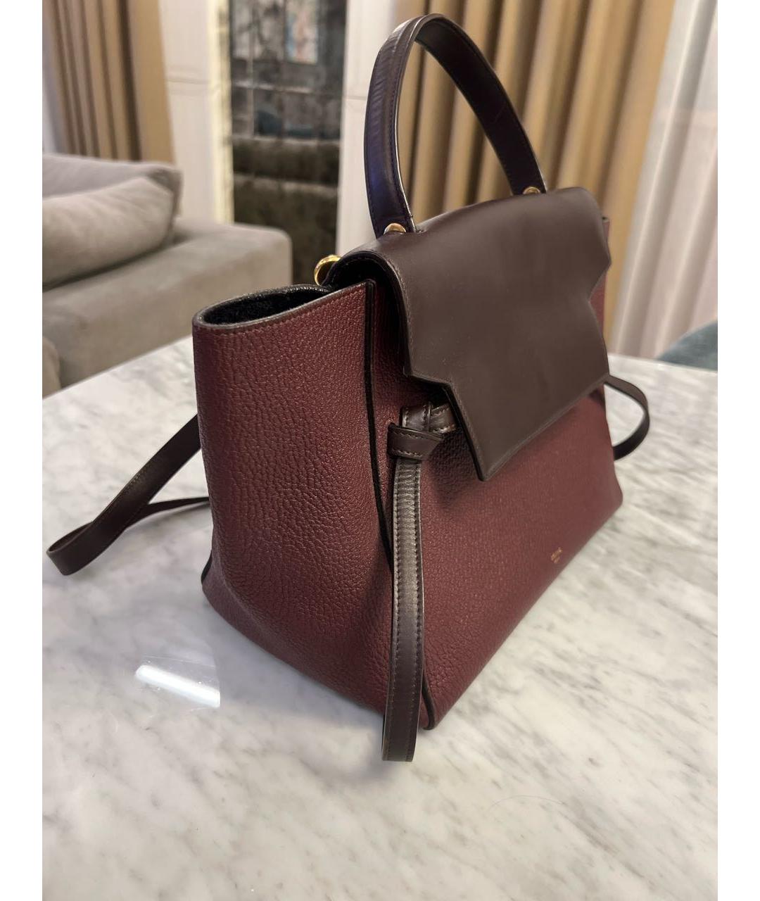 CELINE Бордовая кожаная сумка тоут, фото 2