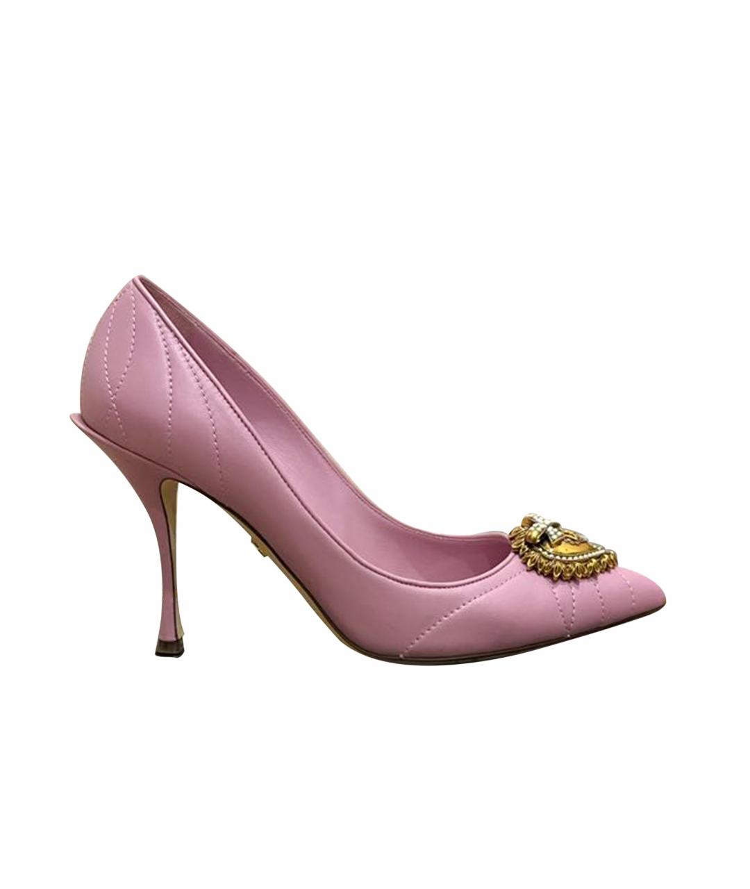 DOLCE&GABBANA Розовые кожаные туфли, фото 1