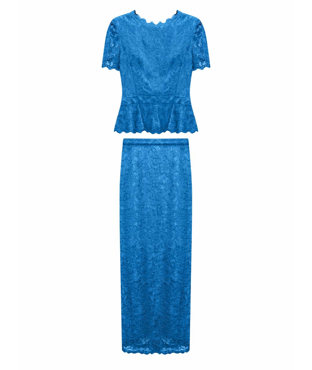 EMILIO PUCCI Голубой кружевной костюм с юбками, фото 1
