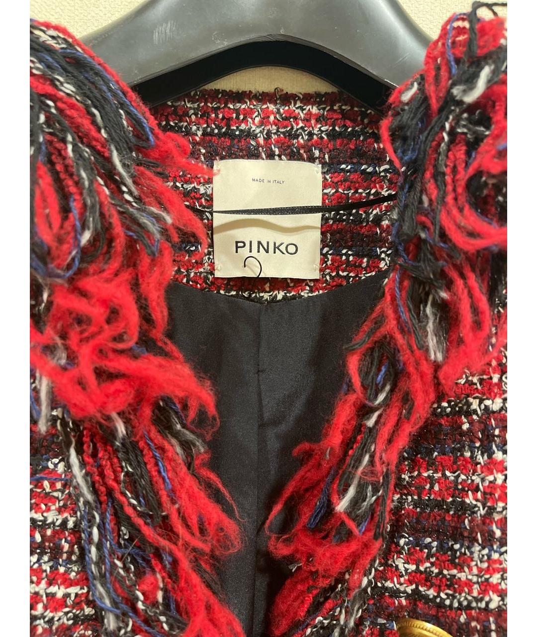 PINKO Бордовый твидовый жакет/пиджак, фото 3