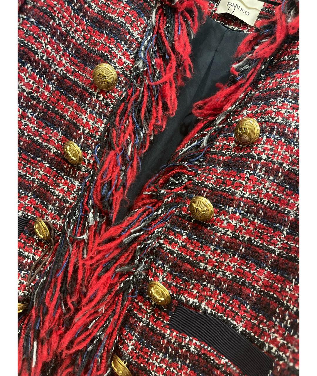 PINKO Бордовый твидовый жакет/пиджак, фото 4