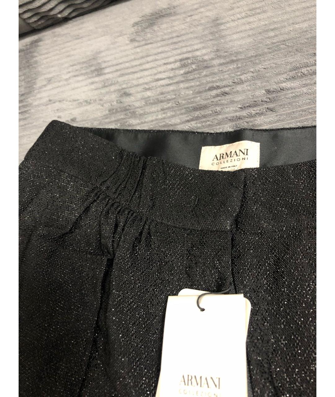 ARMANI COLLEZIONI Черные полиэстеровые брюки широкие, фото 4