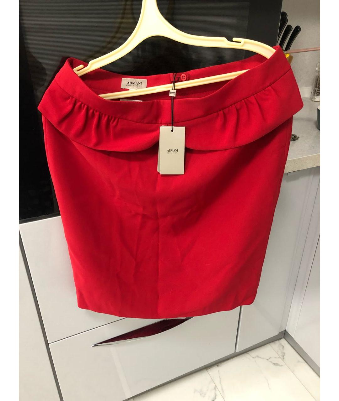 ARMANI COLLEZIONI Красная полиэстеровая юбка миди, фото 3