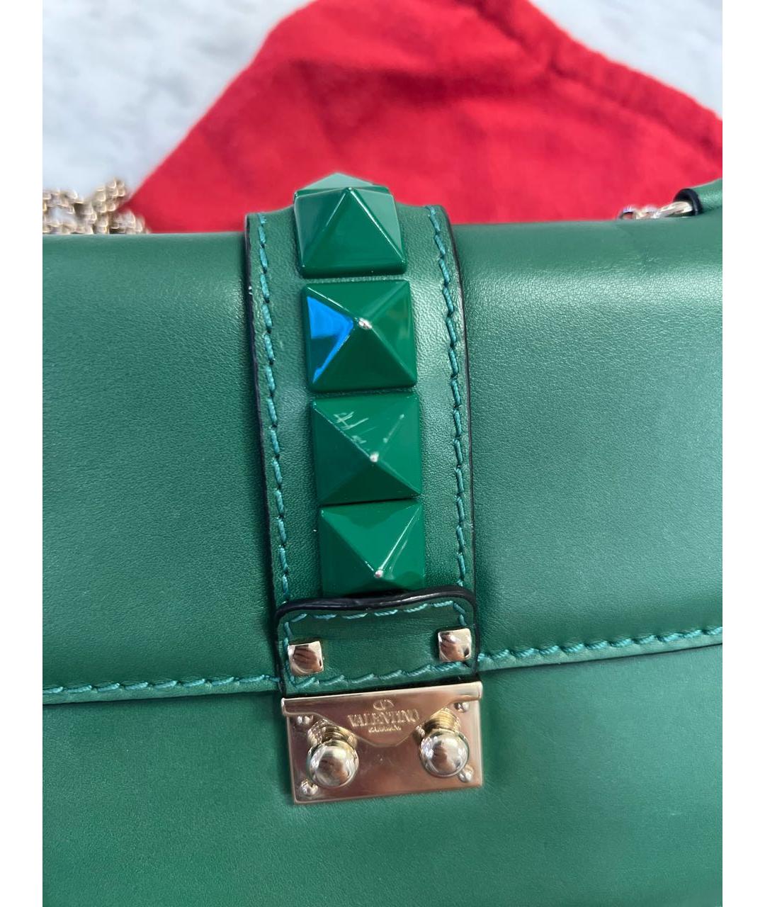 VALENTINO Зеленая кожаная сумка через плечо, фото 5