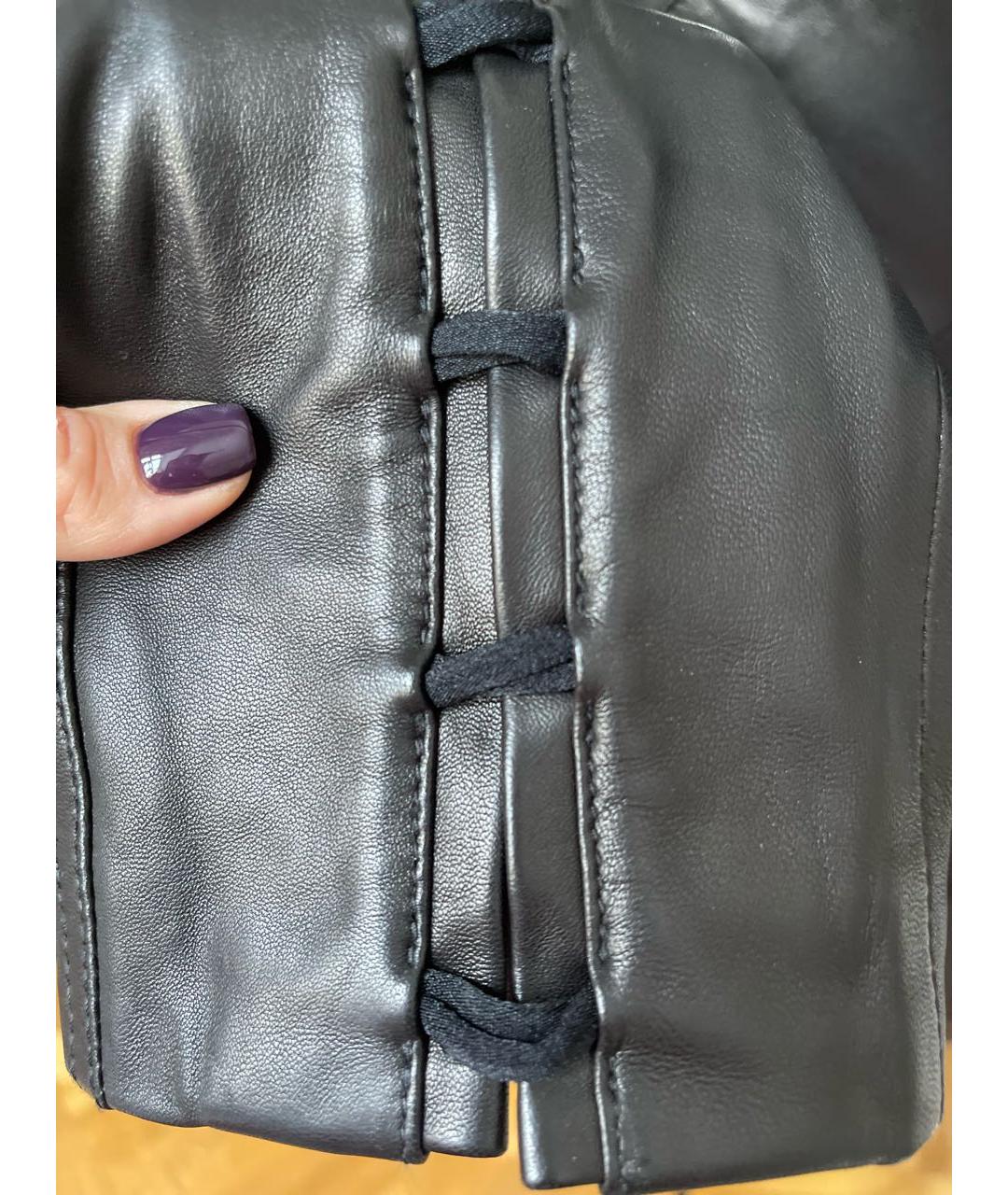 MUGLER Черные кожаные брюки узкие, фото 6