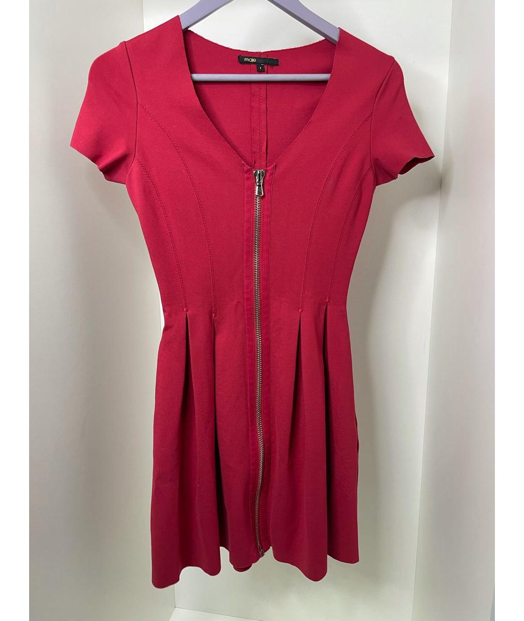 MAJE Красное вискозное повседневное платье, фото 2