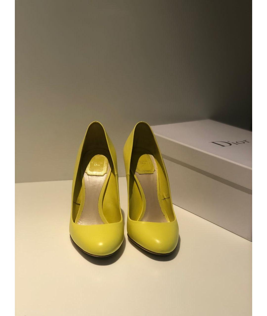 CHRISTIAN DIOR Желтые кожаные туфли, фото 3