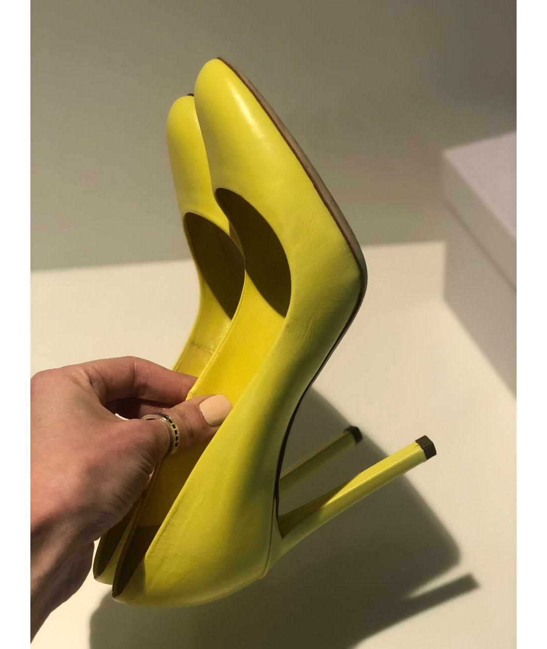 CHRISTIAN DIOR Желтые кожаные туфли, фото 4