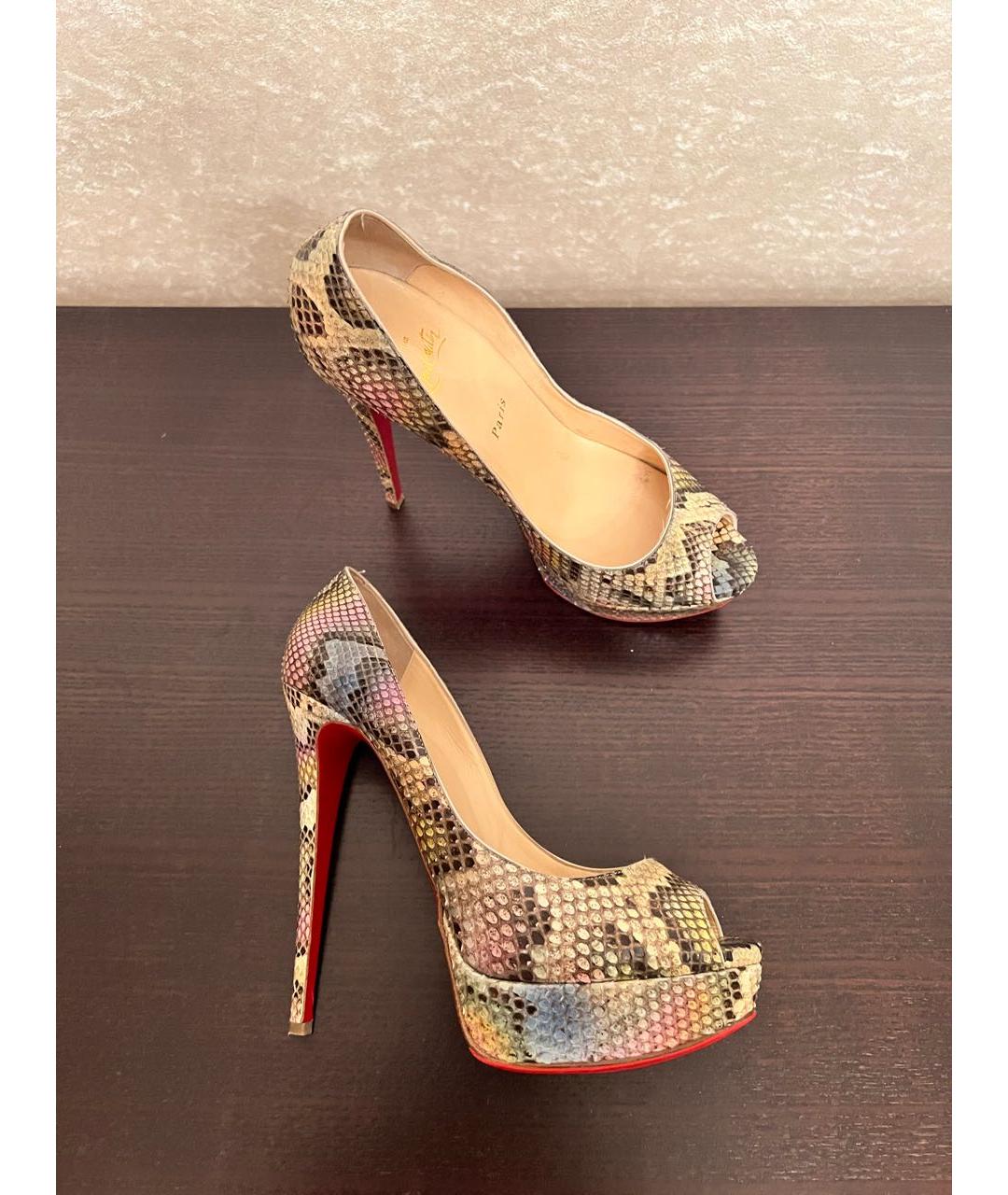 CHRISTIAN LOUBOUTIN Мульти босоножки из экзотической кожи, фото 7