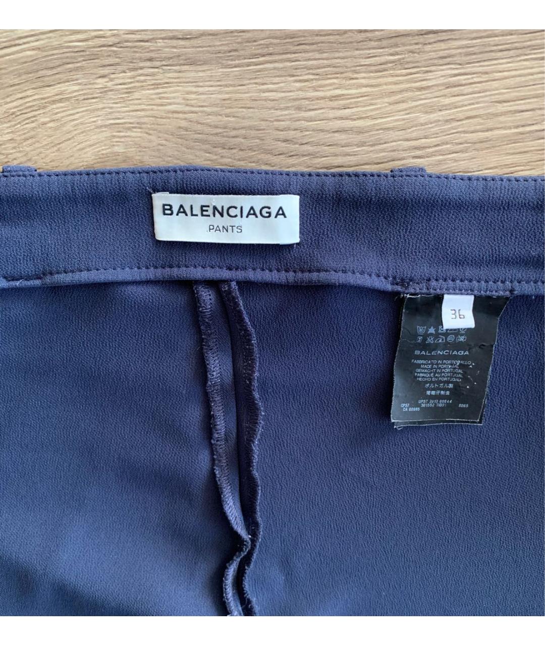 BALENCIAGA Синие полиэстеровые брюки узкие, фото 3