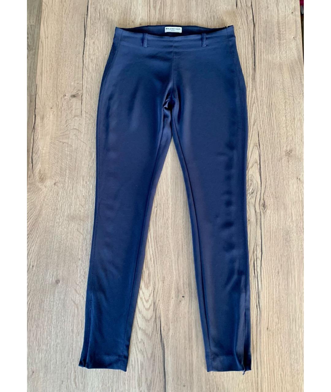 BALENCIAGA Синие полиэстеровые брюки узкие, фото 9