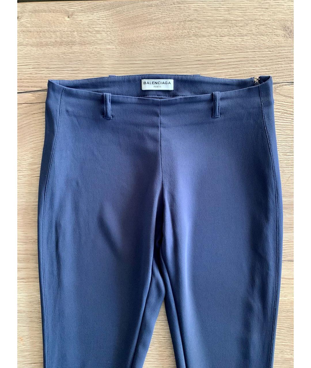 BALENCIAGA Синие полиэстеровые брюки узкие, фото 6