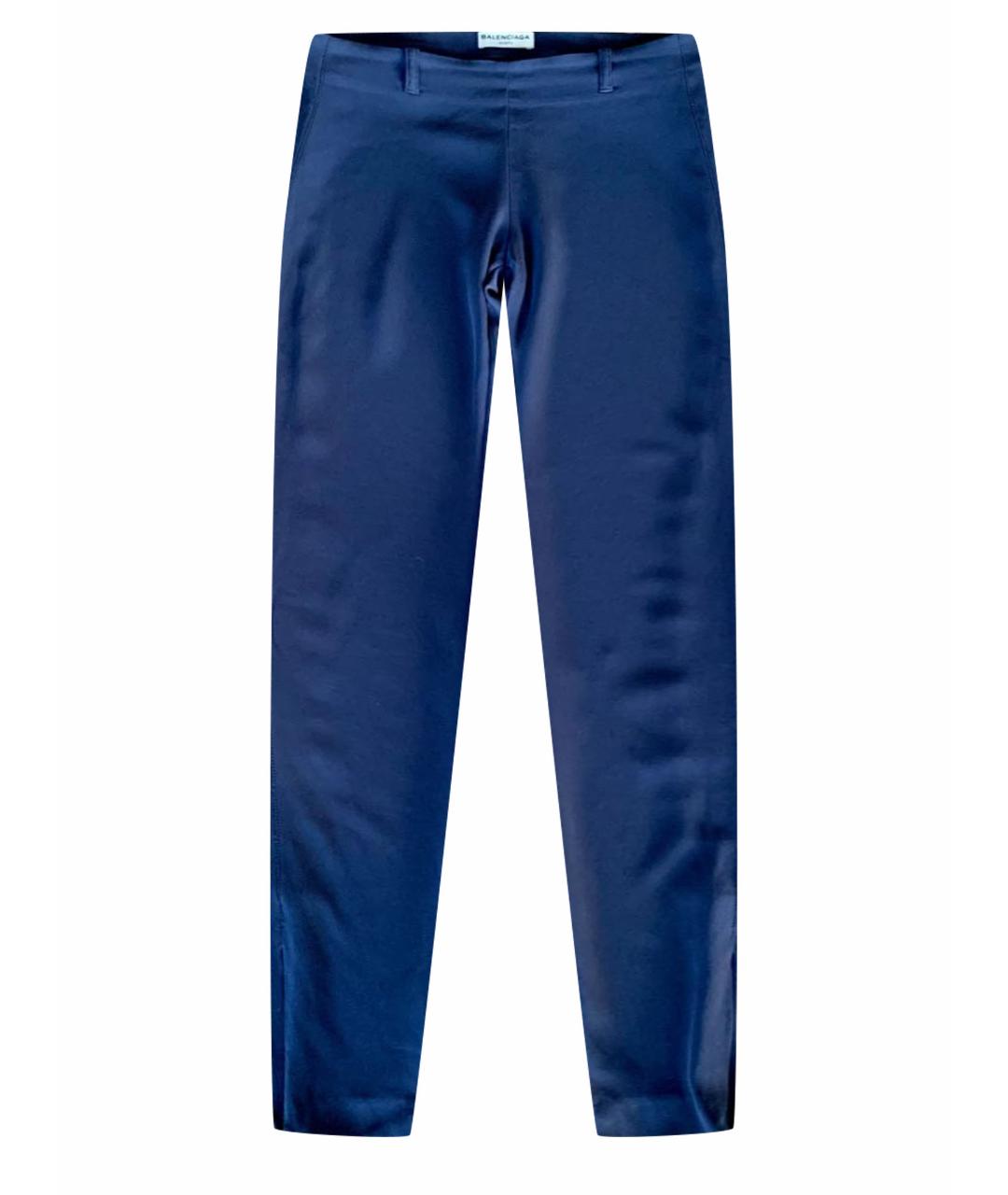 BALENCIAGA Синие полиэстеровые брюки узкие, фото 1