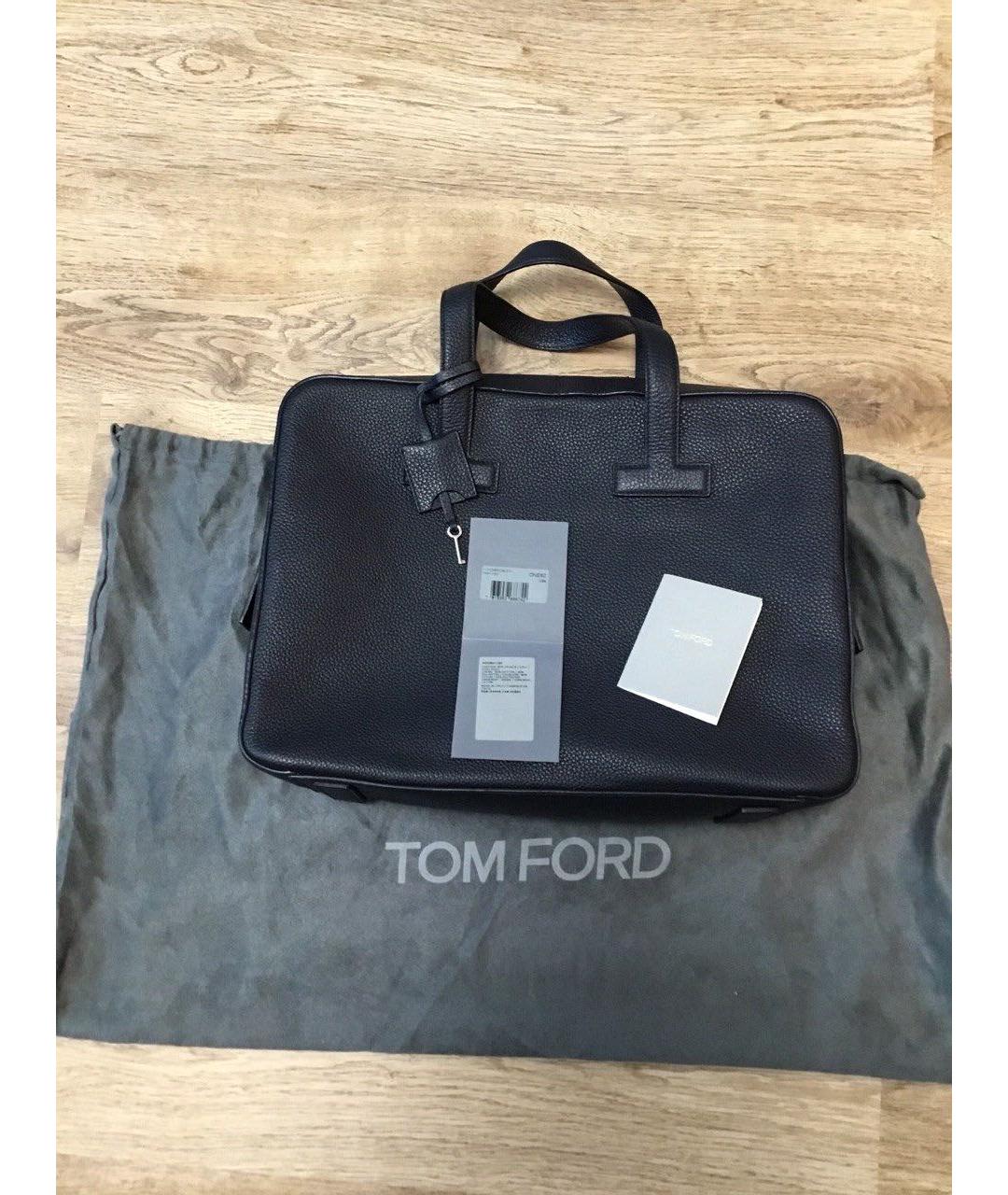 TOM FORD Темно-синий кожаный портфель, фото 8