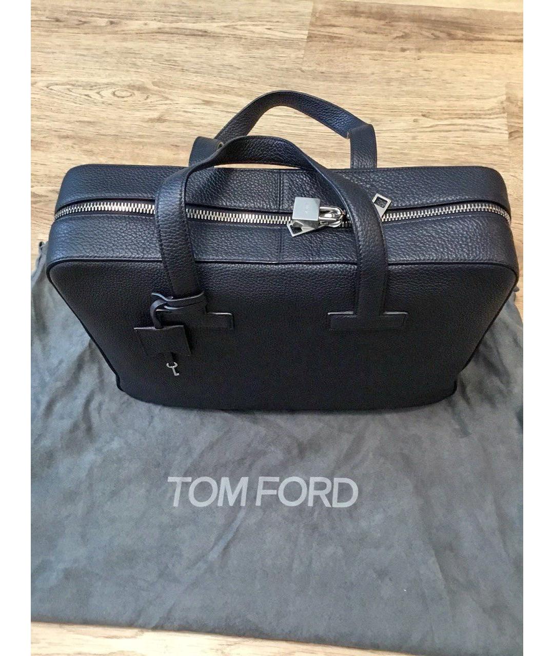 TOM FORD Темно-синий кожаный портфель, фото 3