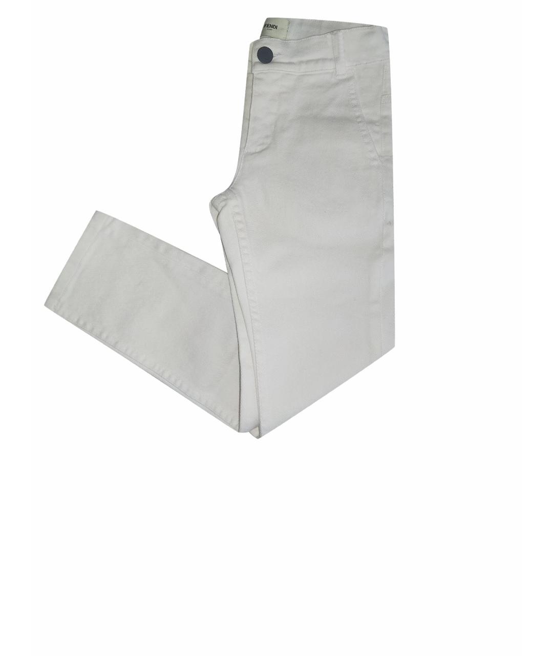 FENDI Белые хлопковые детские джинсы, фото 1