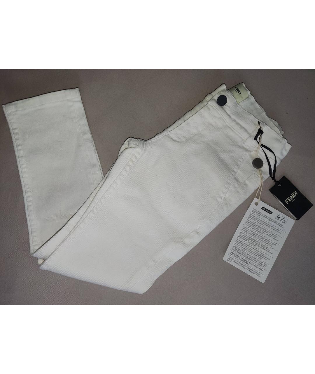 FENDI Белые хлопковые детские джинсы, фото 6