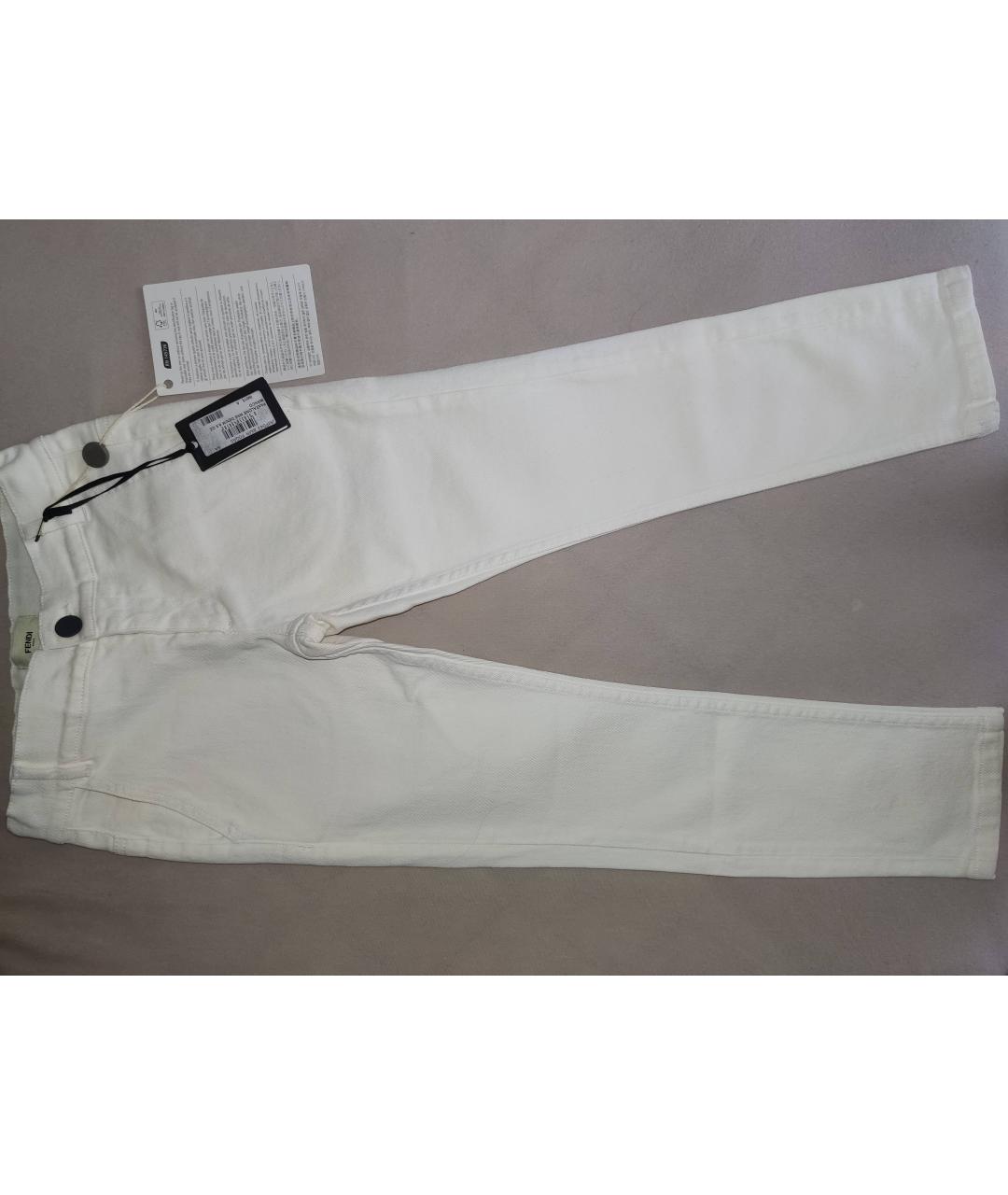 FENDI Белые хлопковые детские джинсы, фото 4